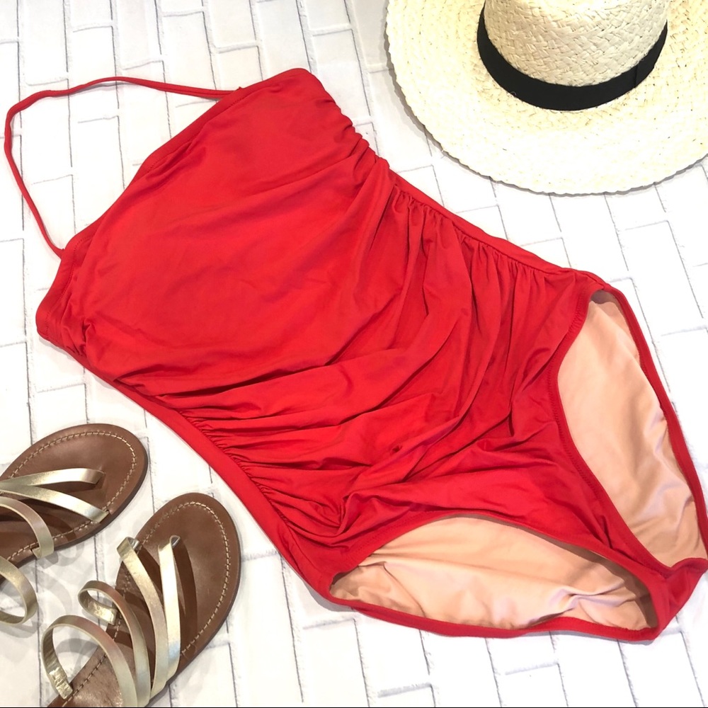 J.Crew Ruched bandeau one-piece swimsuit EUC Sz 10